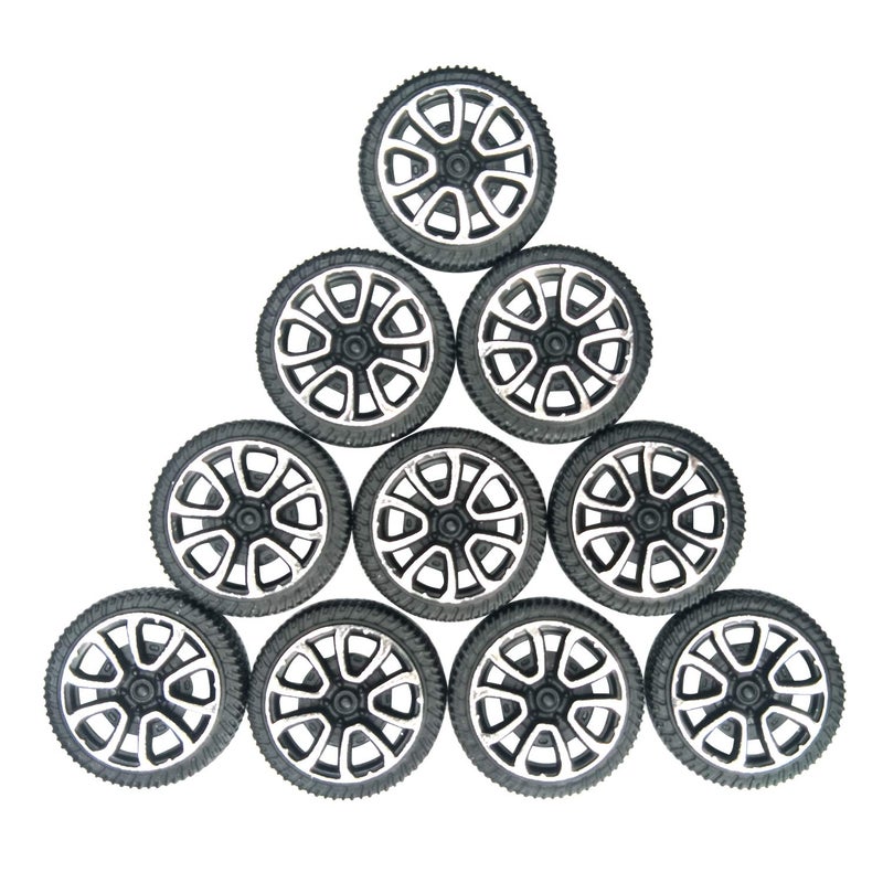 EUDAX 100pcs Plastic Roll 2mm Dia Shaft Car Truck Model Toys Wheel (30mmx9mm) - Image 3